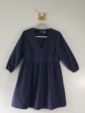 United By Blue Impact Oraganic Cotton Mini Dress Small Navy Blue Pockets V-neck